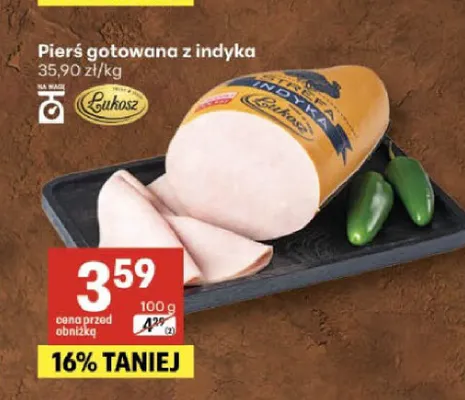 Pierś gotowana z indyka Łukosz promocja w Delikatesy Centrum