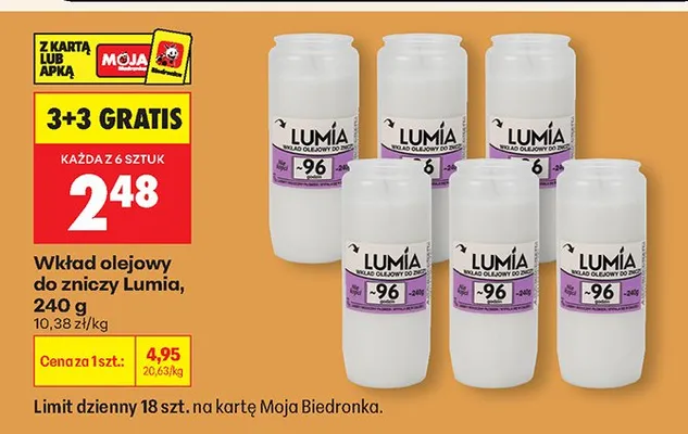 Wkład olejowy do znicza -96 3+3 GRATIS promocja w Biedronka