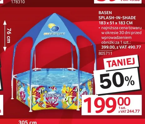 Basen Splash-In-Shade Bestway 183x51x183 cm promocja w Selgros