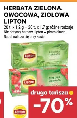 Herbata zielona, owocowa, ziołowa Lipton różne rodzaje promocja w Stokrotka