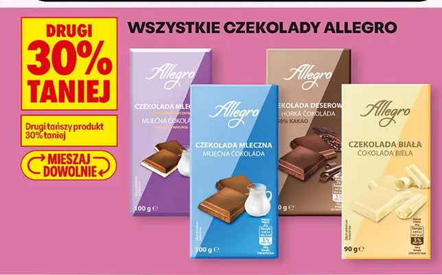 Wszystkie czekolady Allegro DRUGA -30% promocja w Biedronka