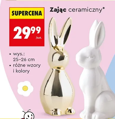 Zając ceramiczny 25-26 cm, różne wzory i kolory promocja w Biedronka