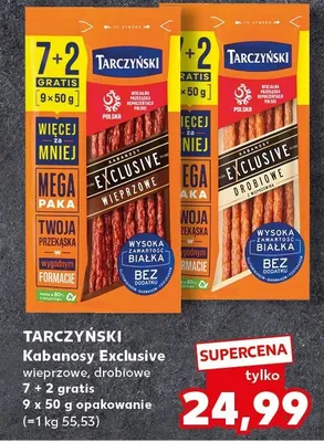 Kabanosy Exclusive wieprzowe Tarczyński 7+2 gratis promocja w Kaufland