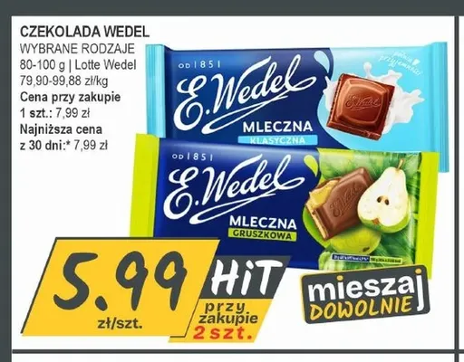 Czekolada mleczna klasyczna E.Wedel promocja w Słoneczko