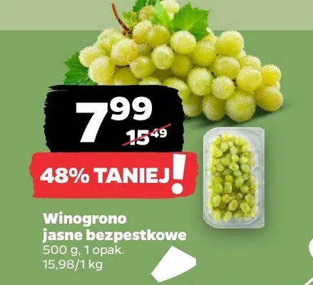 Winogrono jasne bezpestkowe promocja w Netto