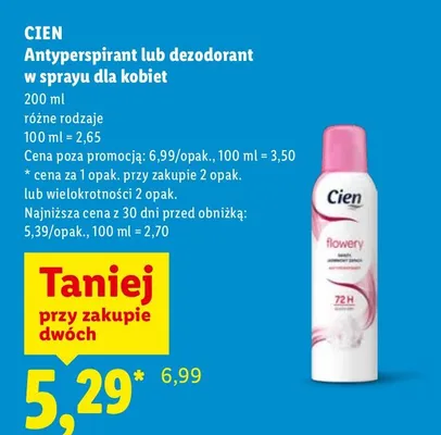 Antyperspirant lub dezodorant w sprayu dla kobiet promocja w Lidl