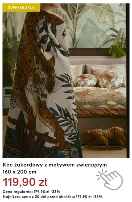 Koc żakardowy z motywem zwierzęcym 160x200 cm promocja w Medicine