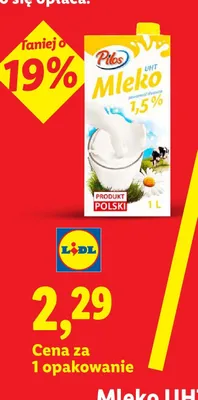 Mleko UHT 1,5% Pilos promocja w Lidl