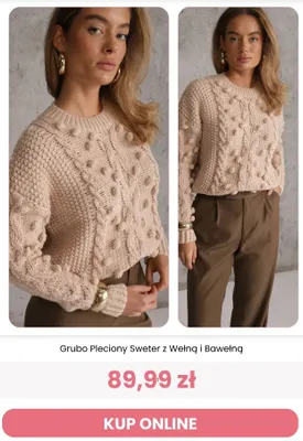 Grubo pleciony sweter z wełną i bawełną Reneé promocja w Renee