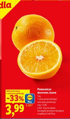 Pomarańcze deserowe promocja w Lidl