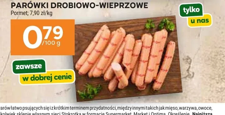 Parówki drobiowo-wieprzowe Pormet promocja w Stokrotka