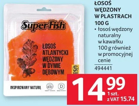 Łosoś wędzony w plastrach 100 g Superfish promocja w Selgros