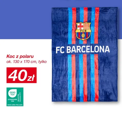 Koc z polaru FC Barcelona 130x170 cm promocja w KiK