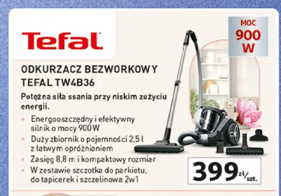 Odkurzacz bezworkowy Tefal TW4B36 promocja w Auchan