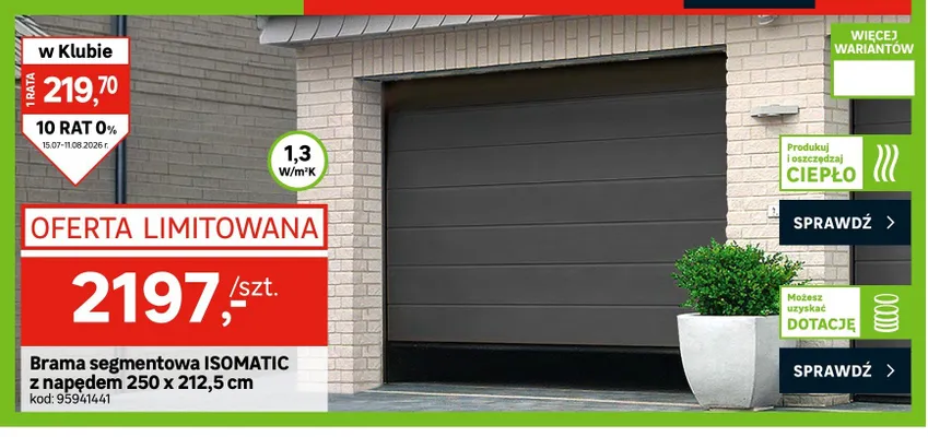 Brama segmentowa ISOMATIC z napędem promocja w Leroy Merlin