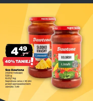 Sos słodko-kwaśny z ananasem Dawtona promocja w Netto