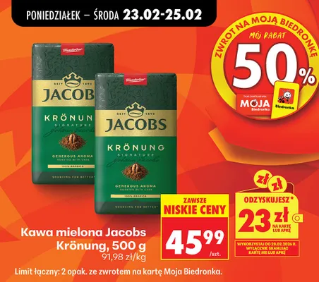 Kawa mielona Krönung 500 g promocja w Biedronka