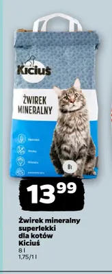 Żwirek mineralny superlekki dla kotów Kiciuś promocja w Netto