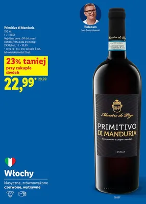 Wino czerwone wytrawne Primitivo di Manduria Maestro de Pigo promocja w Lidl