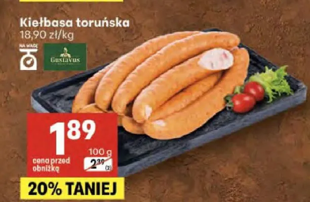 Kiełbasa toruńska Gustavus promocja w Delikatesy Centrum