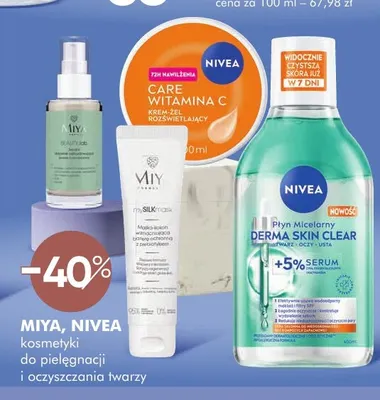 Kosmetyki do pielęgnacji i oczyszczania twarzy Miya, Nivea promocja w Super-Pharm