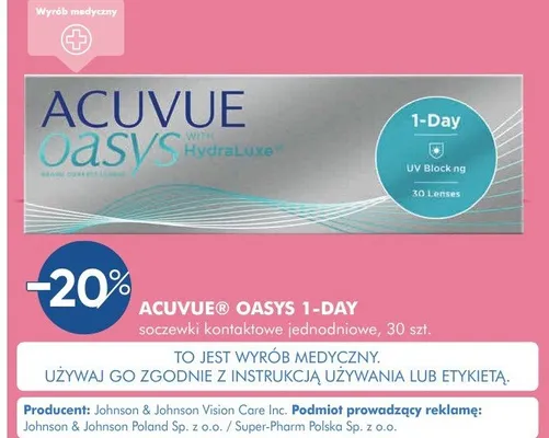Soczewki kontaktowe jednorazowe Acuvue Oasys 1-Day promocja w Super-Pharm