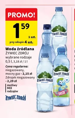 Woda źródlana gazowana Żywiec Zdrój mocny gaz promocja w Intermarche