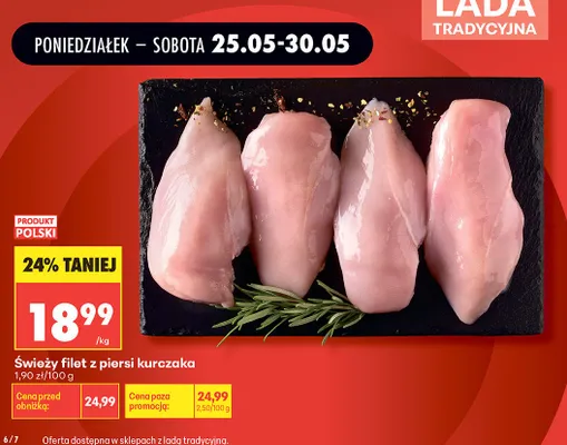 Świeży filet z piersi kurczaka polski promocja w Biedronka