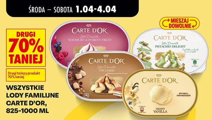 Lody familijne różne smaki promocja w Biedronka