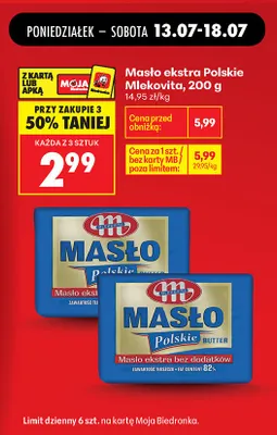 Masło ekstra Polskie Mlekovita promocja w Biedronka