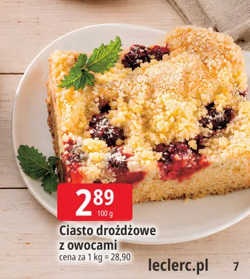 Ciasto drożdżowe z owocami promocja w Leclerc
