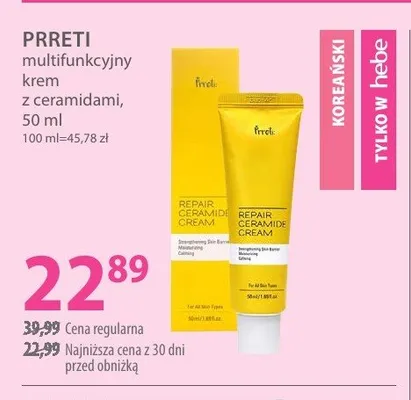 Krem multifunkcyjny z ceramidami Prreti promocja w Hebe