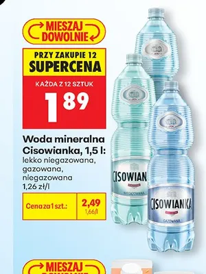 Woda mineralna Cisowianka lekko niegazowana promocja w Biedronka