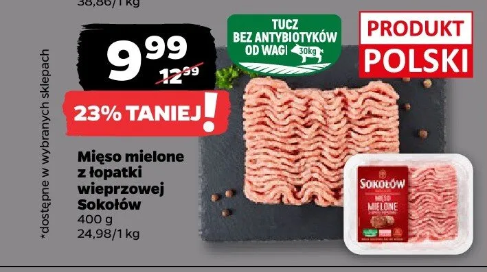 Mięso mielone z łopatki wieprzowej Sokołów promocja w Netto