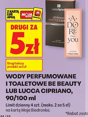 Wody perfumowane i toaletowe Be Beauty lub Lucca Cipriano promocja w Biedronka
