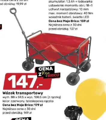 Wózek transportowy wym. 88x59,5xwys. 100,5cm (z rączką) promocja w Bricomarche