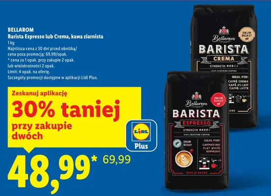 Kawa Barista Crema ziarnista 1 kg promocja w Lidl