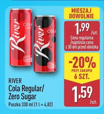 Napój gazowany River Cola Regular promocja w Aldi