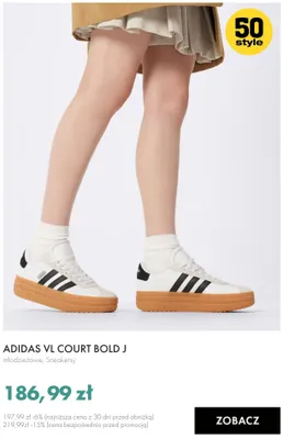 Sneakersy młodzieżowe ADIDAS VL COURT BOLD J promocja w 50 style