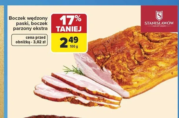 Boczek wędzony paski Stanisławów promocja w Carrefour