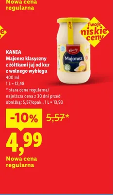 Majonez klasyczny z żółtkami jaj od kur z wolnego wybiegu Kania promocja w Lidl