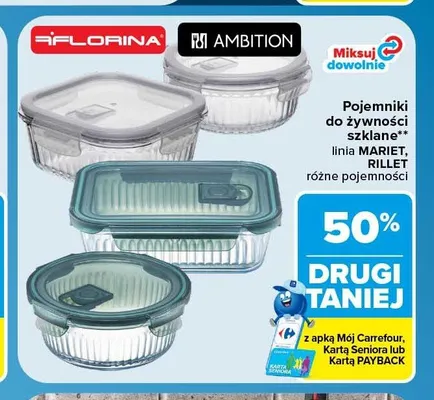 Pojemniki do żywności szklane Florina Mariet promocja w Carrefour