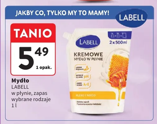 Mydło w płynie zapas Labell Mleko i Miód 2-pak promocja w Intermarche