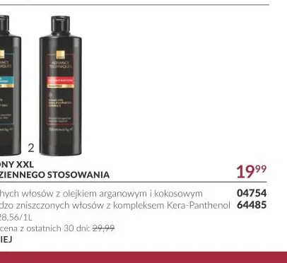Szampon XXL do codziennego stosowania do suchych włosów z olejkiem arganowym i kokosowym Advance Techniques promocja w AVON
