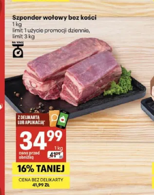 Szponder wołowy bez kości promocja w Delikatesy Centrum