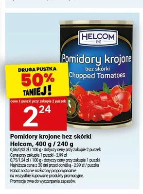 Pomidory krojone bez skórki Helcom promocja w Twój Market