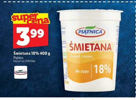 Śmietana 18% Piątnica promocja w TOPAZ