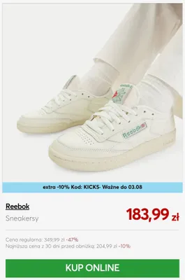Sneakersy Reebok promocja w eobuwie.pl