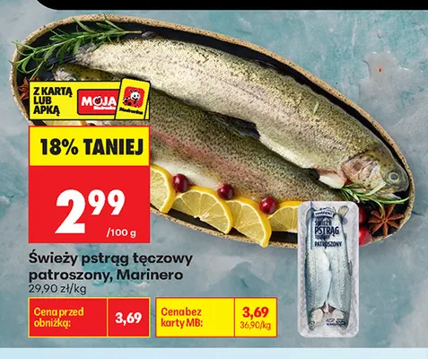 Świeży pstrąg tęczowy patroszony Marinero promocja w Biedronka