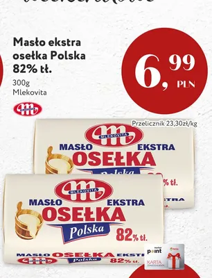 Masło ekstra osełka Polska 82% tł. Mlekovita promocja w Market Point
